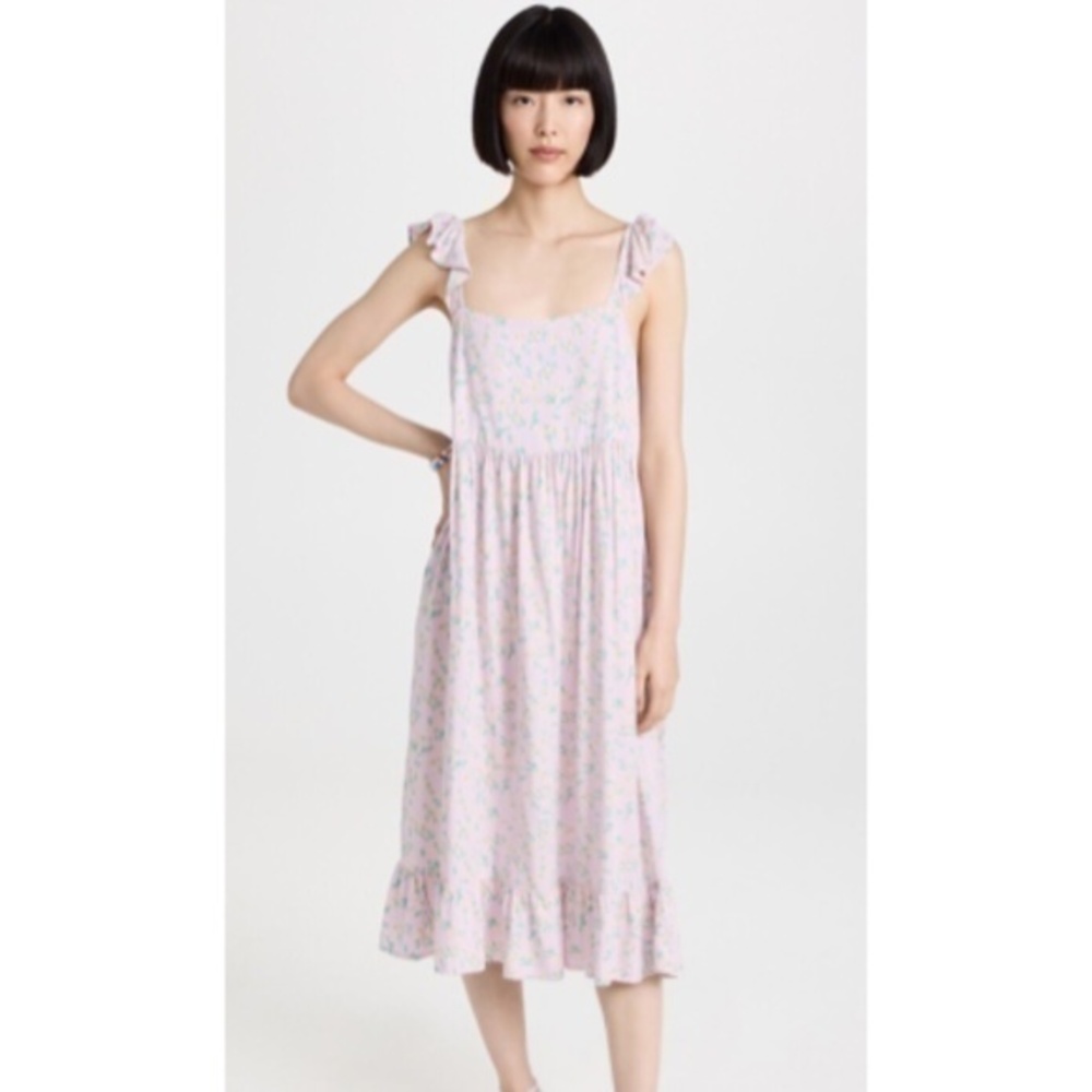 Sokie Collective Lilac Lavender Summer Floral Flutter Midi Dress